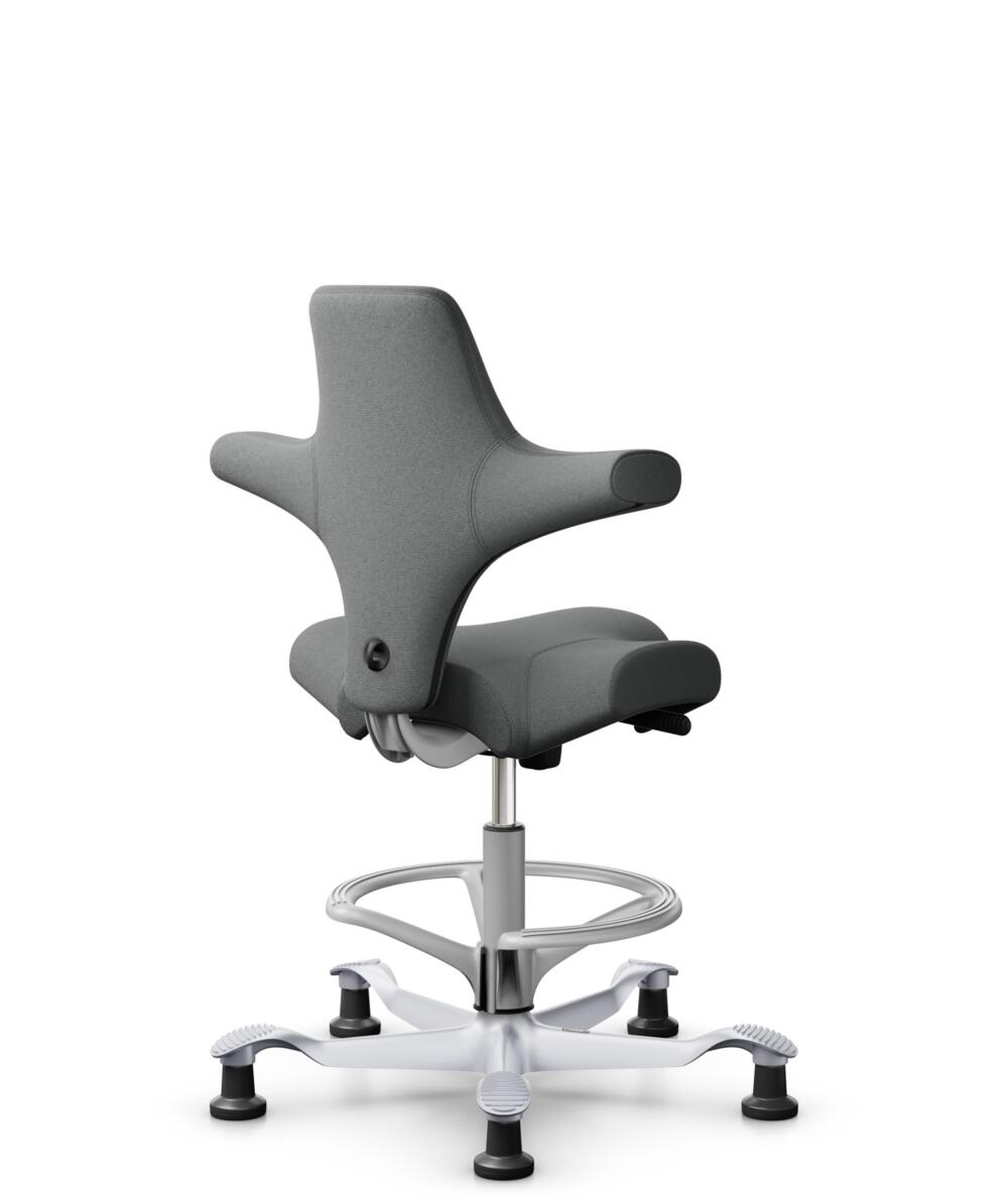 HÅG Capisco 8106 - Cura Loop (Gabriel) - Gerecycled Polyester - CLP60109 - Grey - Framekleur - Zilver - Gasveer - 265 mm (Zithoogte 53-79cm) - Vloercontact - Glijdoppen - Voetenring - Ja, in framekleur - Voetster - Nee, voetster in framekleur - 3