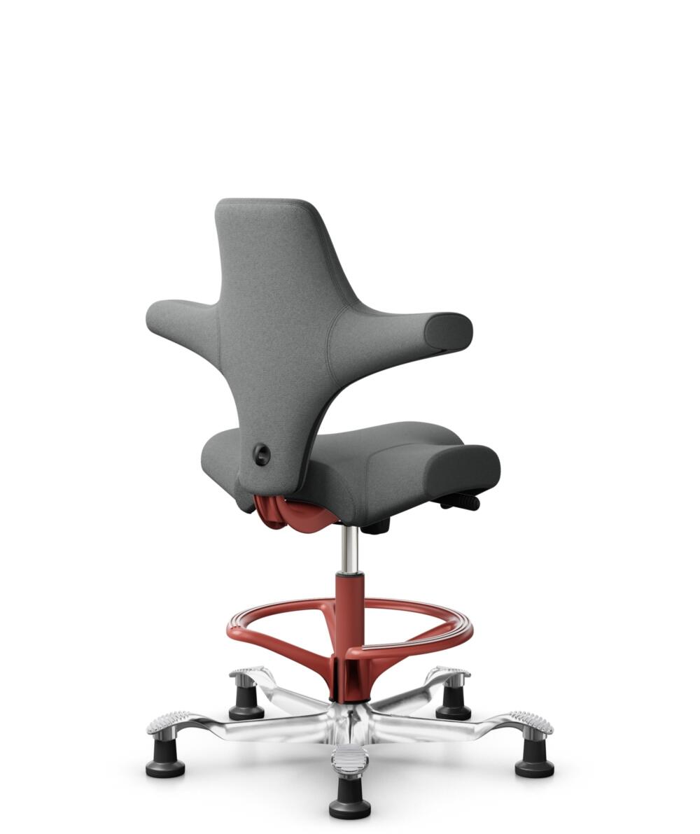 HÅG Capisco 8106 - Cura Loop (Gabriel) - Gerecycled Polyester - CLP60109 - Grey - Framekleur - Blush Rose - Gasveer - 265 mm (Zithoogte 53-79cm) - Vloercontact - Glijdoppen - Voetenring - Ja, in framekleur - Voetster - Ja, voetster in gepolijst aluminium - 3