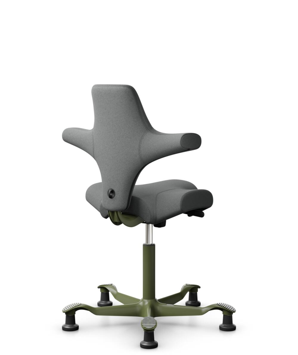 HÅG Capisco 8106 - Cura Loop (Gabriel) - Gerecycled Polyester - CLP60109 - Grey - Framekleur - Moss Grey - Gasveer - 150 mm (Zithoogte 40-55cm) - Vloercontact - Glijdoppen - Voetenring - Nee, geen voetenring - Voetster - Nee, voetster in framekleur - 3