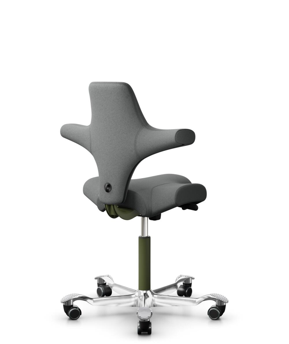 HÅG Capisco 8106 - Cura Loop (Gabriel) - Gerecycled Polyester - CLP60109 - Grey - Framekleur - Moss Grey - Gasveer - 265 mm (Zithoogte 53-79cm) - Vloercontact - Harde wielen t.b.v. zachte vloeren - Voetenring - Nee, geen voetenring - Voetster - Ja, voe... - 3