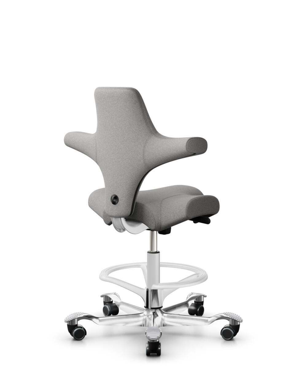 HÅG Capisco 8106 - Cura Loop (Gabriel) - Gerecycled Polyester - CLP60110 Light grey - Framekleur - Wit - Gasveer - 200 mm (Zithoogte 46-64cm) - Vloercontact - Harde wielen t.b.v. zachte vloeren - Voetenring - Ja, in framekleur - Voetster - Ja, voetster... - 3