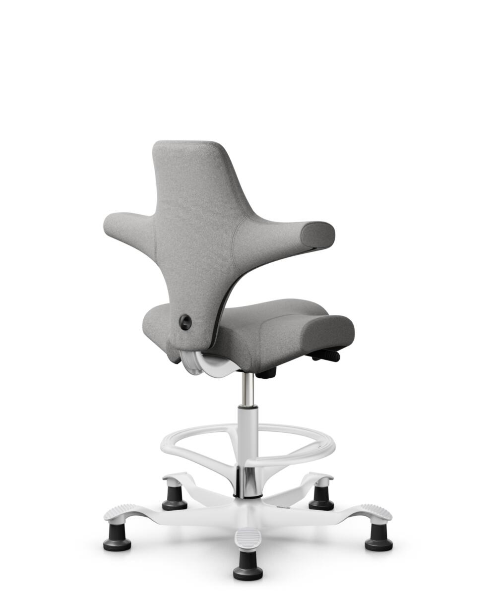 HÅG Capisco 8106 - Cura Loop (Gabriel) - Gerecycled Polyester - CLP60110 Light grey - Framekleur - Wit - Gasveer - 200 mm (Zithoogte 46-64cm) - Vloercontact - Glijdoppen - Voetenring - Ja, in framekleur - Voetster - Nee, voetster in framekleur - 3