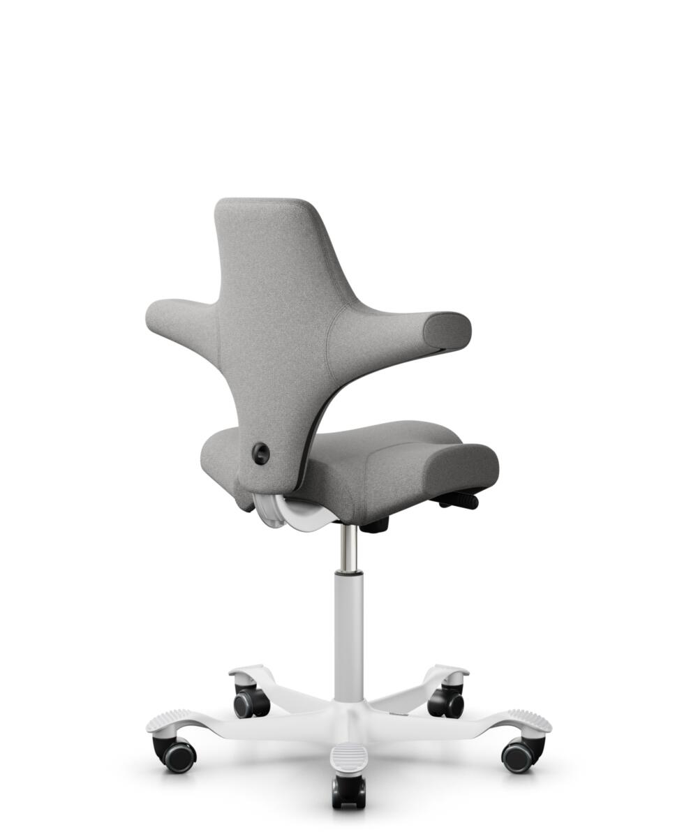 HÅG Capisco 8106 - Cura Loop (Gabriel) - Gerecycled Polyester - CLP60110 Light grey - Framekleur - Wit - Gasveer - 265 mm (Zithoogte 53-79cm) - Vloercontact - Zachte wielen t.b.v. harde vloeren - Voetenring - Nee, geen voetenring - Voetster - Nee, voet... - 3