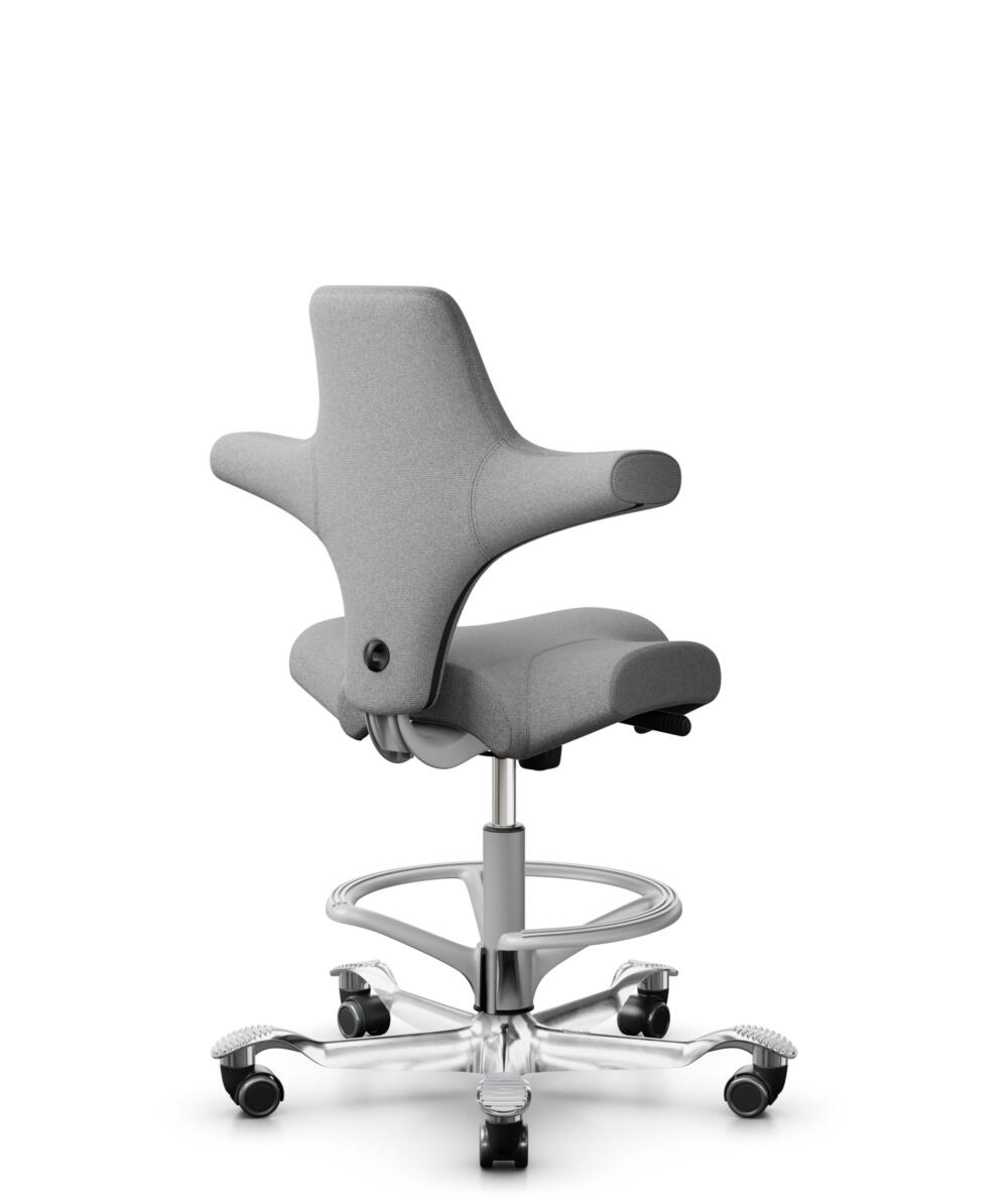 HÅG Capisco 8106 - Cura Loop (Gabriel) - Gerecycled Polyester - CLP60110 Light grey - Framekleur - Zilver - Gasveer - 200 mm (Zithoogte 46-64cm) - Vloercontact - Harde wielen t.b.v. zachte vloeren - Voetenring - Ja, in framekleur - Voetster - Ja, voets... - 3