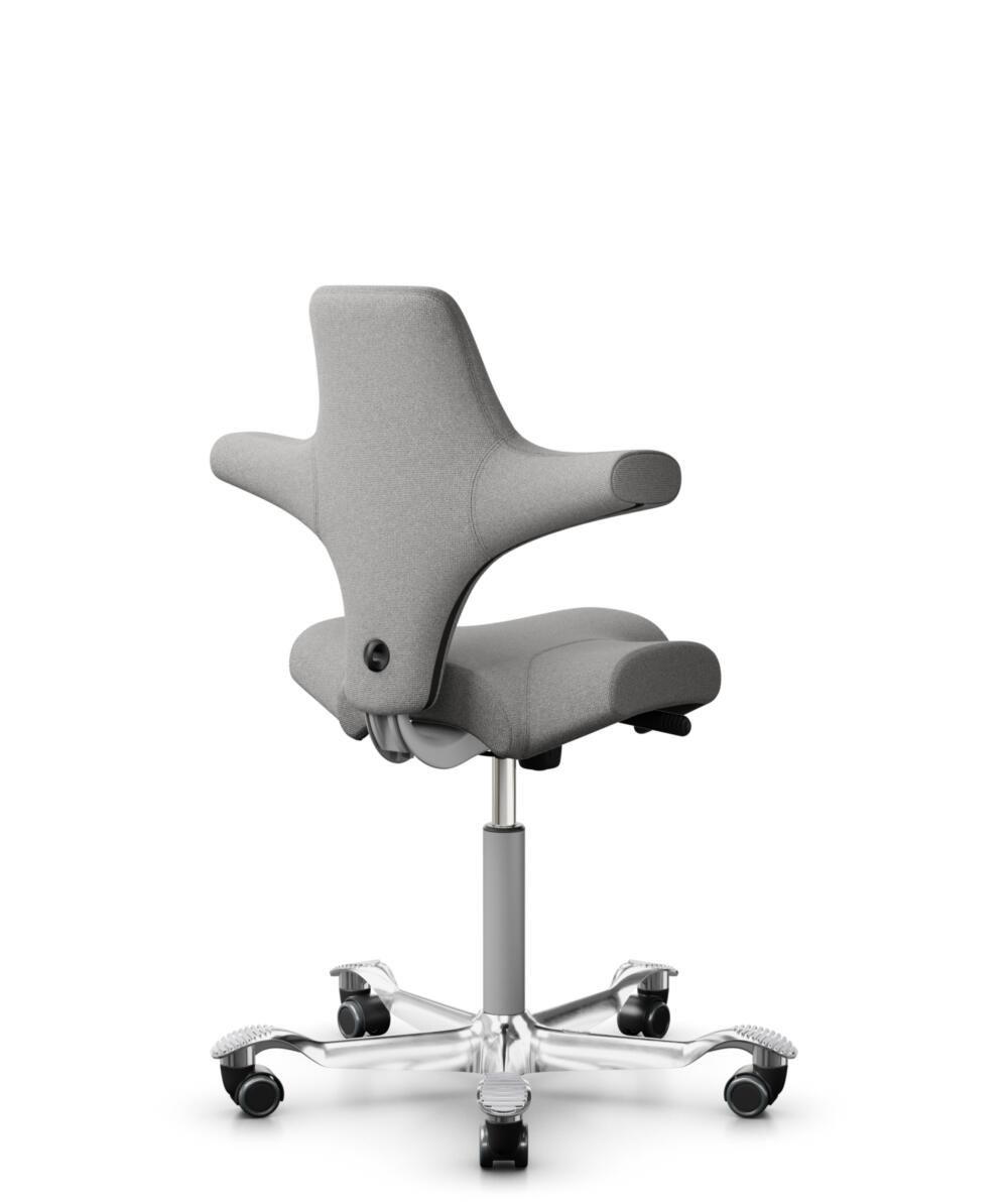 HÅG Capisco 8106 - Cura Loop (Gabriel) - Gerecycled Polyester - CLP60110 Light grey - Framekleur - Zilver - Gasveer - 265 mm (Zithoogte 53-79cm) - Vloercontact - Harde wielen t.b.v. zachte vloeren - Voetenring - Nee, geen voetenring - Voetster - Ja, vo... - 3