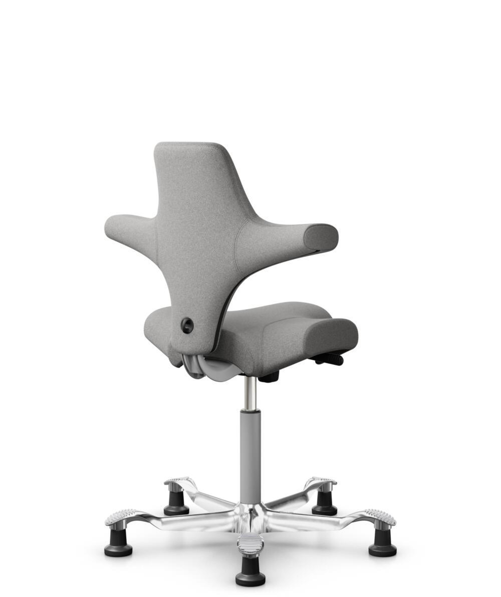 HÅG Capisco 8106 - Cura Loop (Gabriel) - Gerecycled Polyester - CLP60110 Light grey - Framekleur - Zilver - Gasveer - 265 mm (Zithoogte 53-79cm) - Vloercontact - Glijdoppen - Voetenring - Nee, geen voetenring - Voetster - Ja, voetster in gepolijst alum... - 3