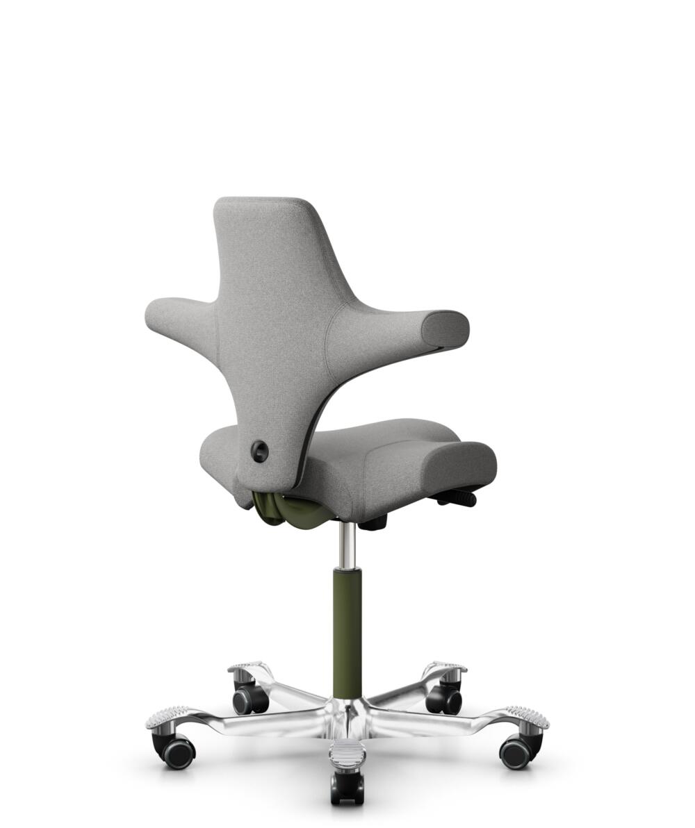 HÅG Capisco 8106 - Cura Loop (Gabriel) - Gerecycled Polyester - CLP60110 Light grey - Framekleur - Moss Grey - Gasveer - 200 mm (Zithoogte 46-64cm) - Vloercontact - Harde wielen t.b.v. zachte vloeren - Voetenring - Nee, geen voetenring - Voetster - Ja,... - 3