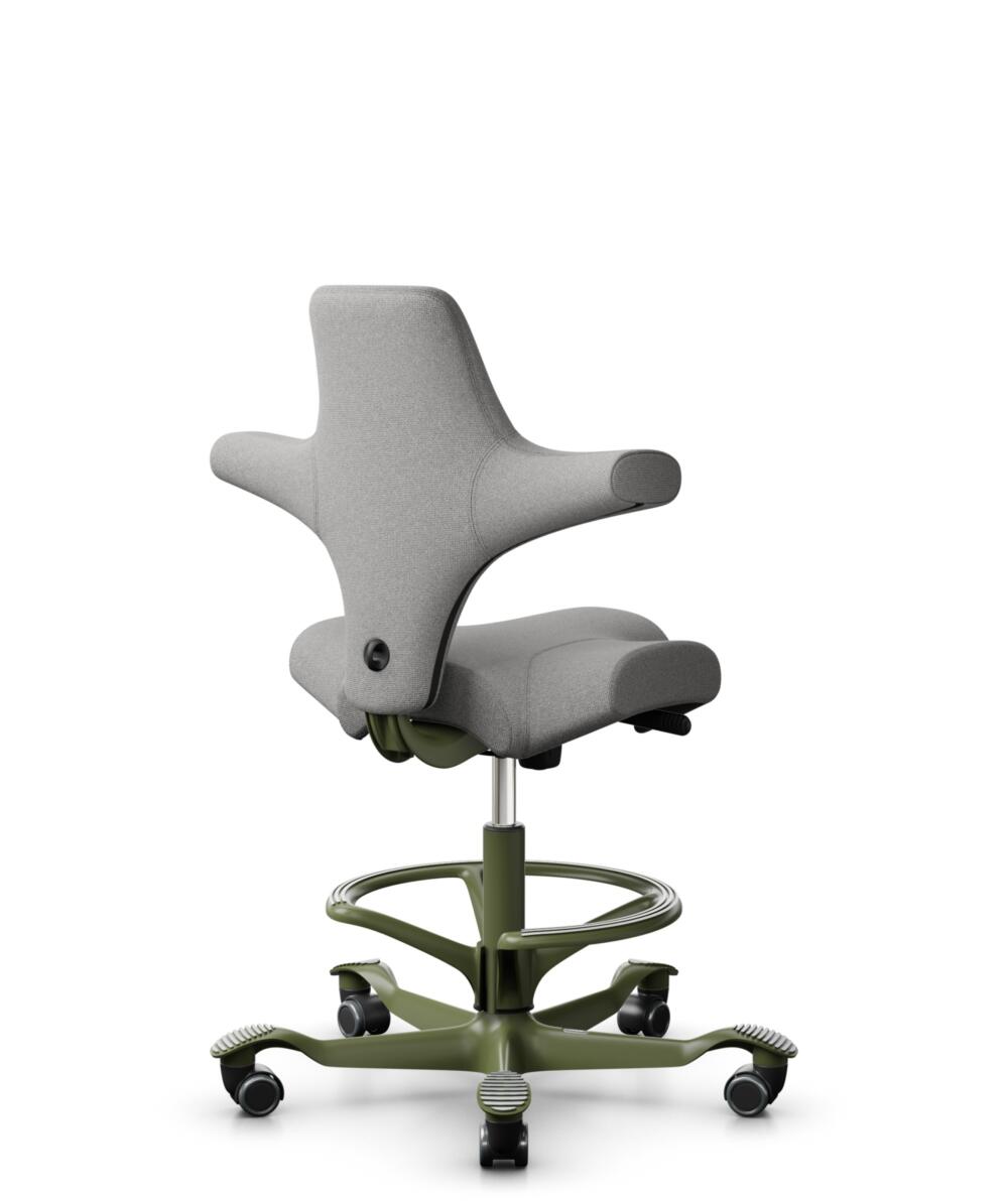 HÅG Capisco 8106 - Cura Loop (Gabriel) - Gerecycled Polyester - CLP60110 Light grey - Framekleur - Moss Grey - Gasveer - 265 mm (Zithoogte 53-79cm) - Vloercontact - Zachte wielen t.b.v. harde vloeren - Voetenring - Ja, in framekleur - Voetster - Nee, v... - 3