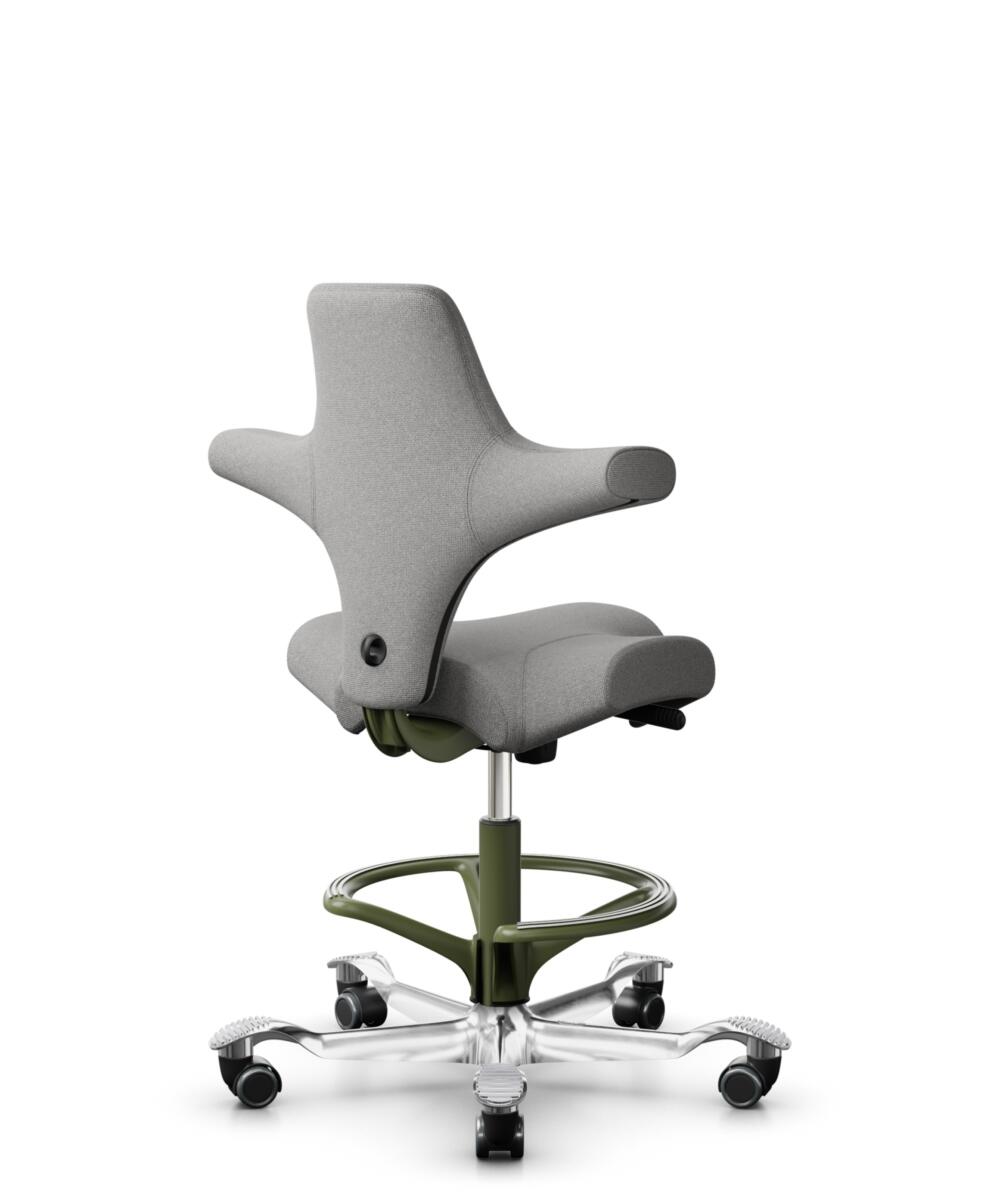 HÅG Capisco 8106 - Cura Loop (Gabriel) - Gerecycled Polyester - CLP60110 Light grey - Framekleur - Moss Grey - Gasveer - 265 mm (Zithoogte 53-79cm) - Vloercontact - Zachte wielen t.b.v. harde vloeren - Voetenring - Ja, in framekleur - Voetster - Ja, vo... - 3