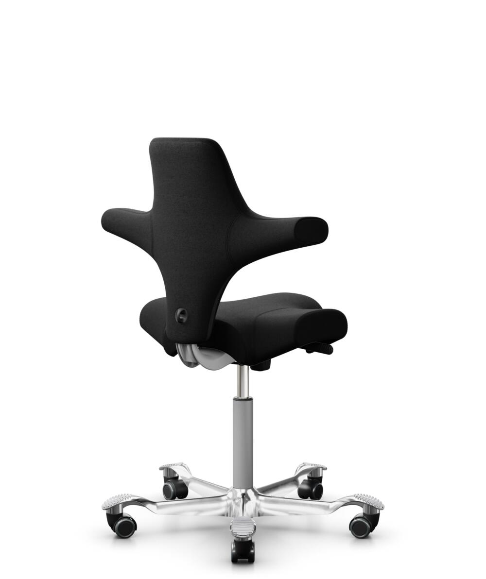 HÅG Capisco 8106 - Cura Loop (Gabriel) - Gerecycled Polyester - CLP60999 Black - Framekleur - Zilver - Gasveer - 150 mm (Zithoogte 40-55cm) - Vloercontact - Harde wielen t.b.v. zachte vloeren - Voetenring - Nee, geen voetenring - Voetster - Ja, voetste... - 3