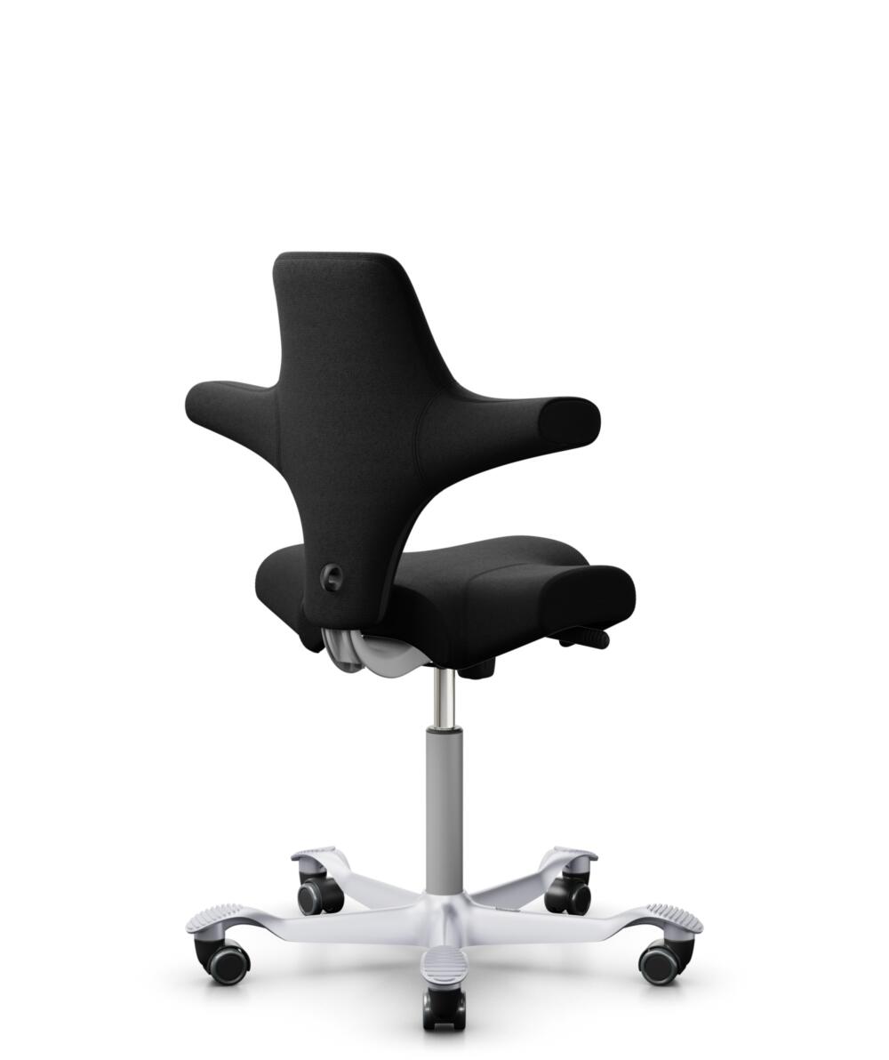HÅG Capisco 8106 - Cura Loop (Gabriel) - Gerecycled Polyester - CLP60999 Black - Framekleur - Zilver - Gasveer - 265 mm (Zithoogte 53-79cm) - Vloercontact - Harde wielen t.b.v. zachte vloeren - Voetenring - Nee, geen voetenring - Voetster - Nee, voetst... - 3