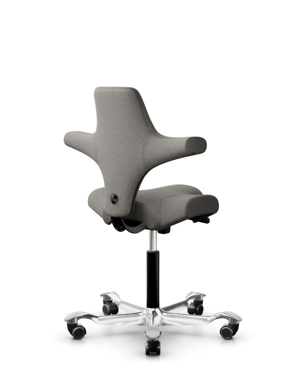HÅG Capisco 8106 - Cura Loop (Gabriel) - Gerecycled Polyester - CLP61168 Beige-grey - Framekleur - Zwart - Gasveer - 150 mm (Zithoogte 40-55cm) - Vloercontact - Zachte wielen t.b.v. harde vloeren - Voetenring - Nee, geen voetenring - Voetster - Ja, voe... - 3