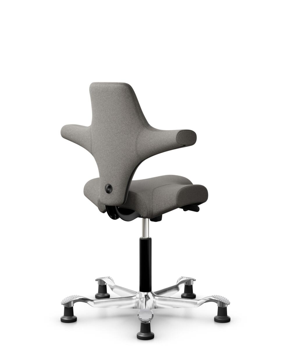 HÅG Capisco 8106 - Cura Loop (Gabriel) - Gerecycled Polyester - CLP61168 Beige-grey - Framekleur - Zwart - Gasveer - 150 mm (Zithoogte 40-55cm) - Vloercontact - Glijdoppen - Voetenring - Nee, geen voetenring - Voetster - Ja, voetster in gepolijst alumi... - 3