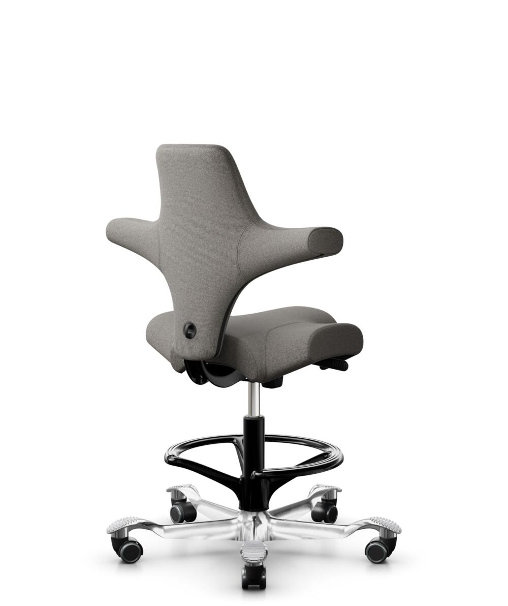HÅG Capisco 8106 - Cura Loop (Gabriel) - Gerecycled Polyester - CLP61168 Beige-grey - Framekleur - Zwart - Gasveer - 200 mm (Zithoogte 46-64cm) - Vloercontact - Zachte wielen t.b.v. harde vloeren - Voetenring - Ja, in framekleur - Voetster - Ja, voetst... - 3