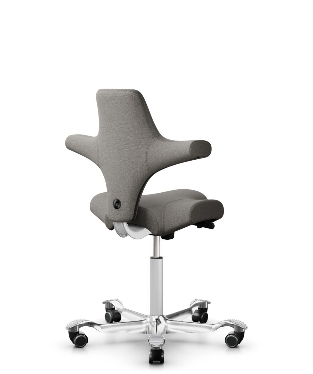 HÅG Capisco 8106 - Cura Loop (Gabriel) - Gerecycled Polyester - CLP61168 Beige-grey - Framekleur - Wit - Gasveer - 150 mm (Zithoogte 40-55cm) - Vloercontact - Zachte wielen t.b.v. harde vloeren - Voetenring - Nee, geen voetenring - Voetster - Ja, voets... - 3