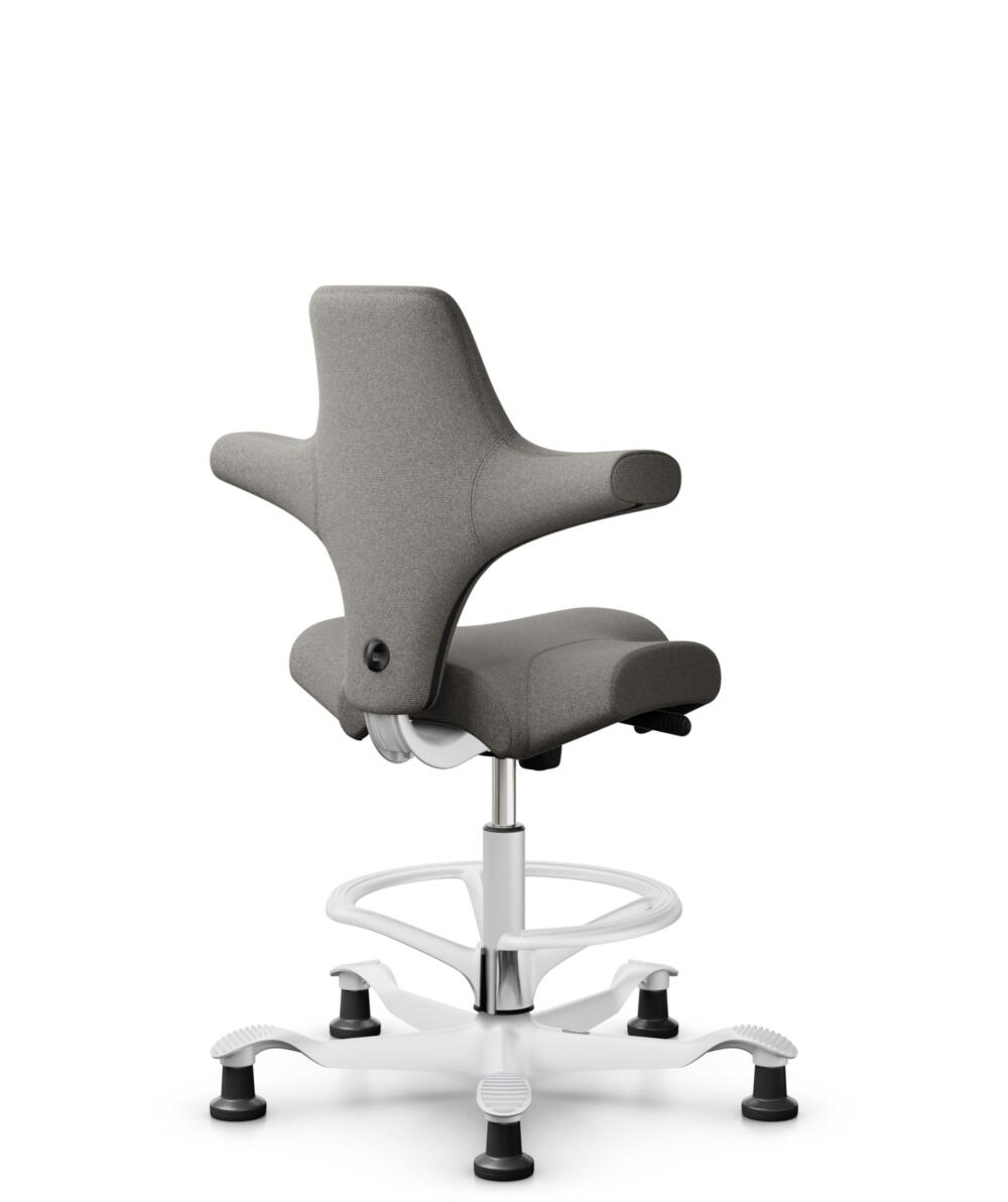 HÅG Capisco 8106 - Cura Loop (Gabriel) - Gerecycled Polyester - CLP61168 Beige-grey - Framekleur - Wit - Gasveer - 200 mm (Zithoogte 46-64cm) - Vloercontact - Glijdoppen - Voetenring - Ja, in framekleur - Voetster - Nee, voetster in framekleur - 3