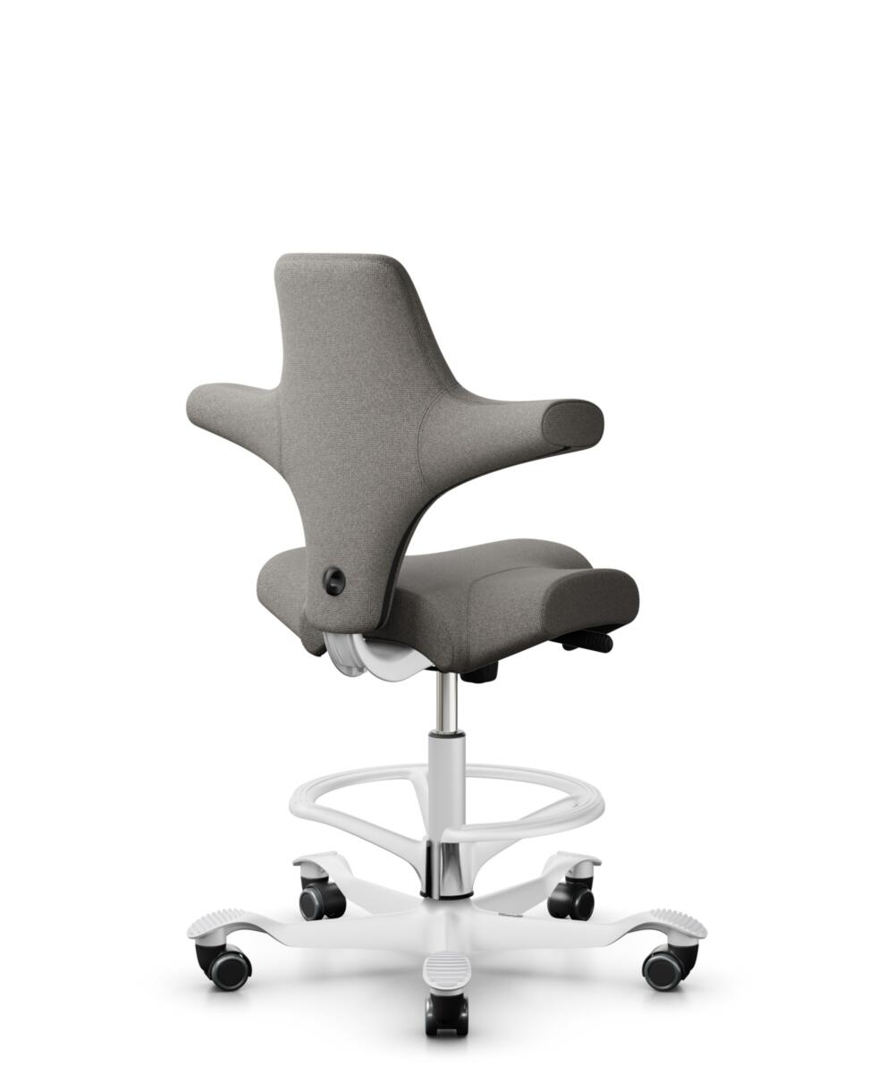 HÅG Capisco 8106 - Cura Loop (Gabriel) - Gerecycled Polyester - CLP61168 Beige-grey - Framekleur - Wit - Gasveer - 265 mm (Zithoogte 53-79cm) - Vloercontact - Harde wielen t.b.v. zachte vloeren - Voetenring - Ja, in framekleur - Voetster - Nee, voetste... - 3