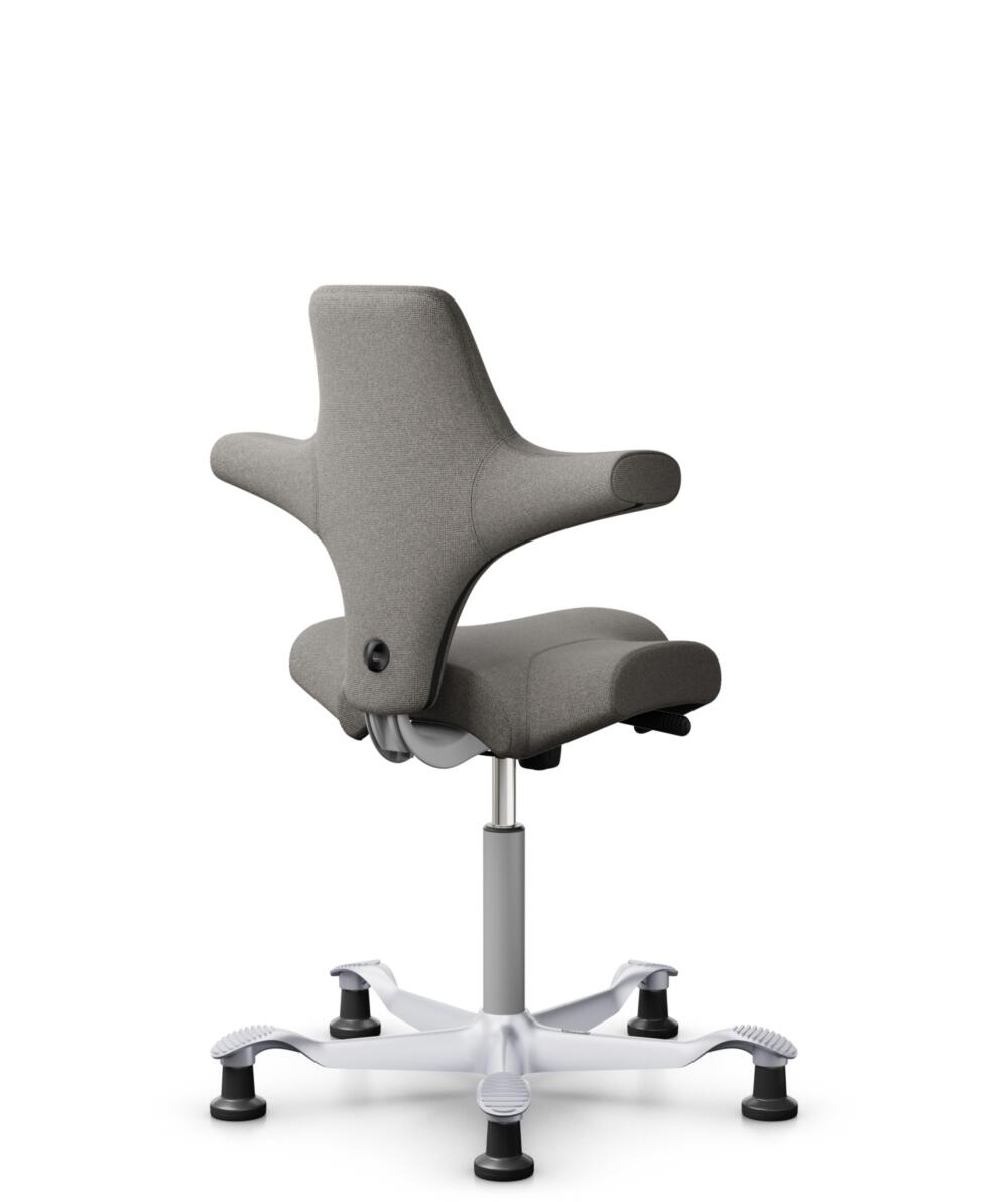 HÅG Capisco 8106 - Cura Loop (Gabriel) - Gerecycled Polyester - CLP61168 Beige-grey - Framekleur - Zilver - Gasveer - 200 mm (Zithoogte 46-64cm) - Vloercontact - Glijdoppen - Voetenring - Nee, geen voetenring - Voetster - Nee, voetster in framekleur - 3