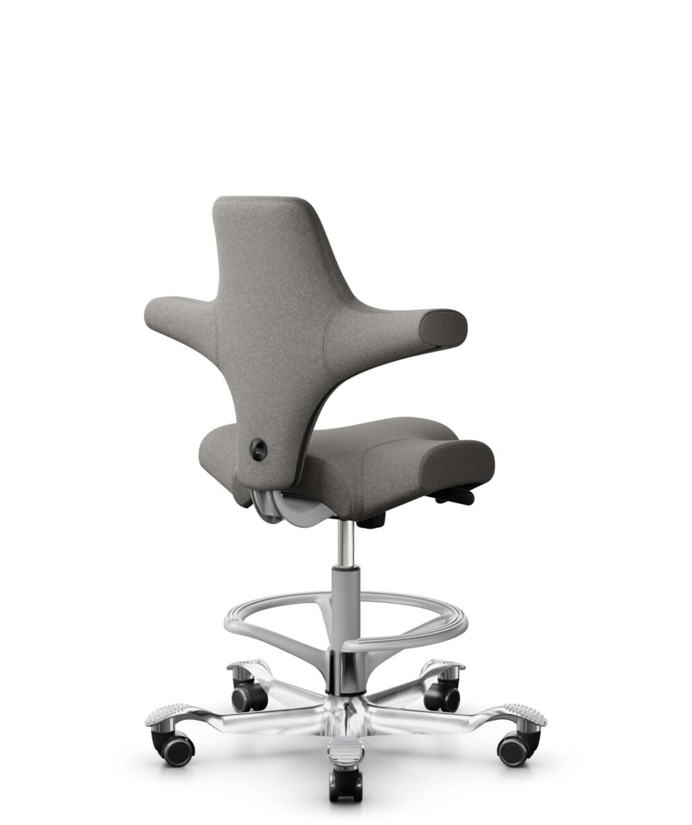 HÅG Capisco 8106 - Cura Loop (Gabriel) - Gerecycled Polyester - CLP61168 Beige-grey - Framekleur - Zilver - Gasveer - 265 mm (Zithoogte 53-79cm) - Vloercontact - Zachte wielen t.b.v. harde vloeren - Voetenring - Ja, in framekleur - Voetster - Ja, voets... - 3
