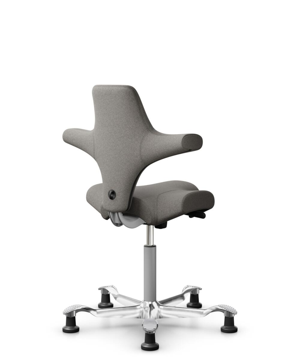 HÅG Capisco 8106 - Cura Loop (Gabriel) - Gerecycled Polyester - CLP61168 Beige-grey - Framekleur - Zilver - Gasveer - 265 mm (Zithoogte 53-79cm) - Vloercontact - Glijdoppen - Voetenring - Nee, geen voetenring - Voetster - Ja, voetster in gepolijst alum... - 3