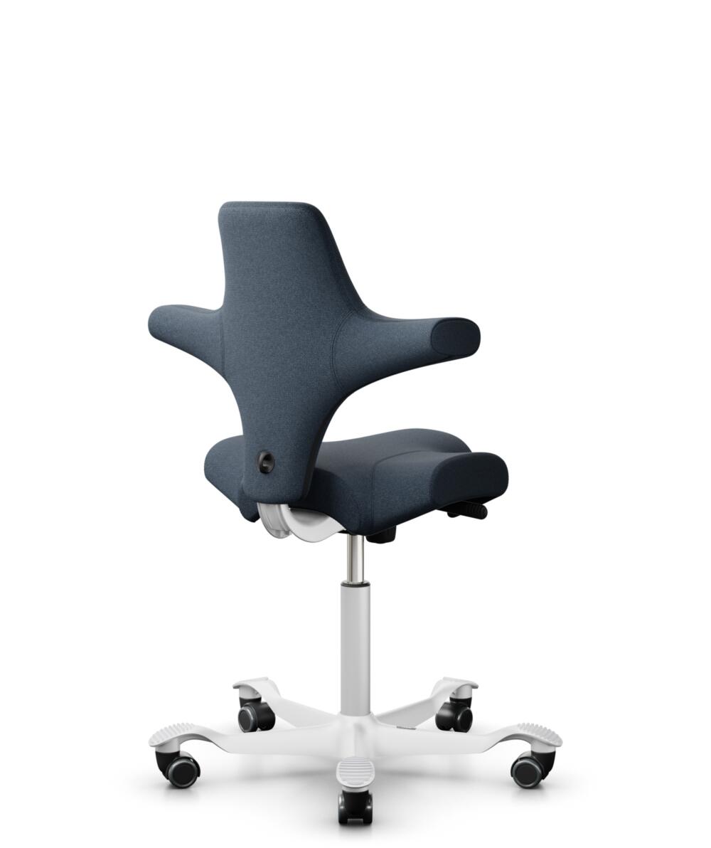 HÅG Capisco 8106 - Cura Loop (Gabriel) - Gerecycled Polyester - CLP66165 Blue - Framekleur - Wit - Gasveer - 200 mm (Zithoogte 46-64cm) - Vloercontact - Zachte wielen t.b.v. harde vloeren - Voetenring - Nee, geen voetenring - Voetster - Nee, voetster i... - 3
