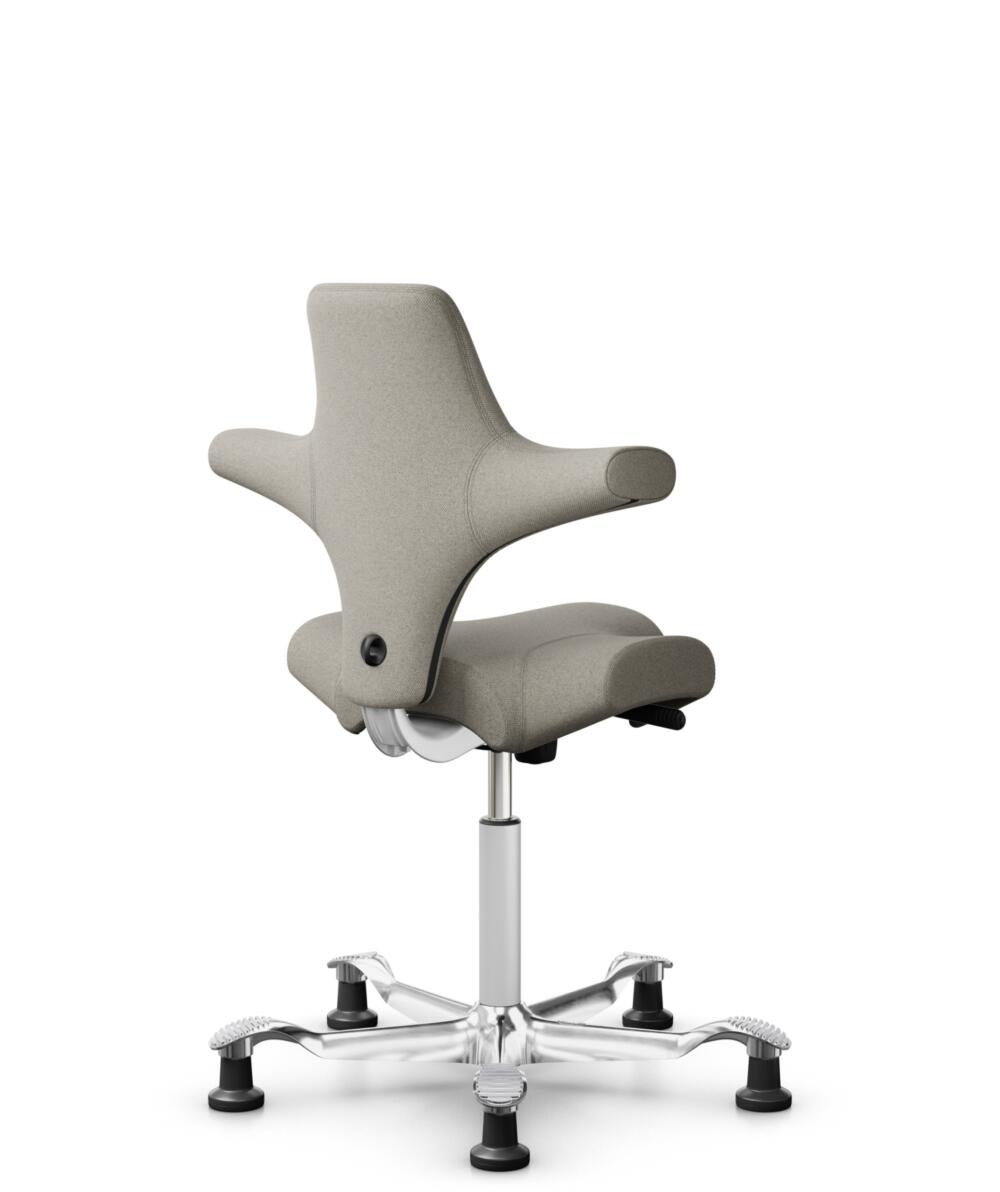 HÅG Capisco 8106 - Mainline Flax (Camira) - Wol / Vlas - MLF002 Beige-Grey - Framekleur - Wit - Gasveer - 265 mm (Zithoogte 53-79cm) - Vloercontact - Glijdoppen - Voetenring - Nee, geen voetenring - Voetster - Ja, voetster in gepolijst aluminium - 3