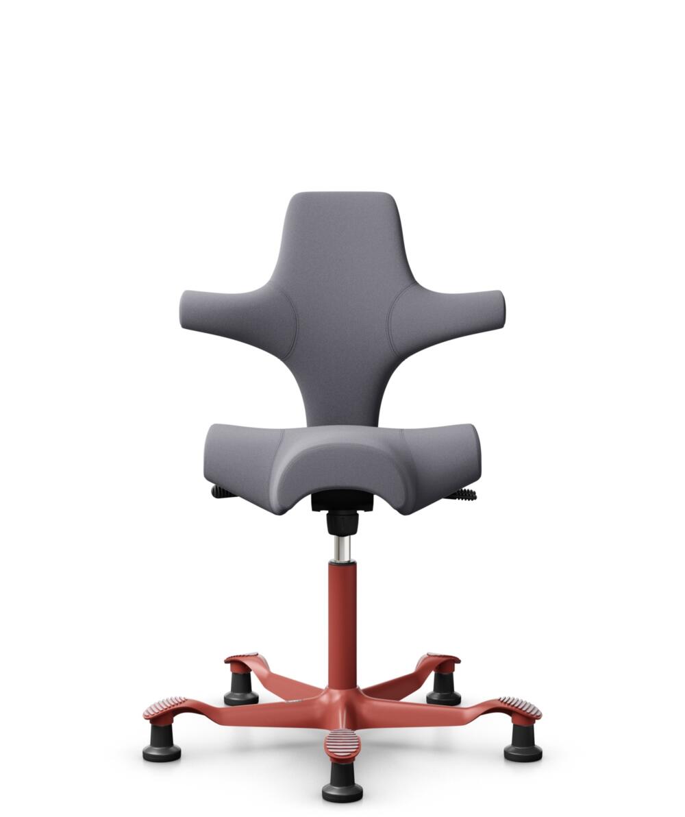 HÅG Capisco 8106 - Xtreme (Camira) - Gerecycled Polyester - EXR081 - Grey - Framekleur - Blush Rose - Gasveer - 265 mm (Zithoogte 53-79cm) - Vloercontact - Glijdoppen - Voetenring - Nee, geen voetenring - Voetster - Nee, voetster in framekleur - 1