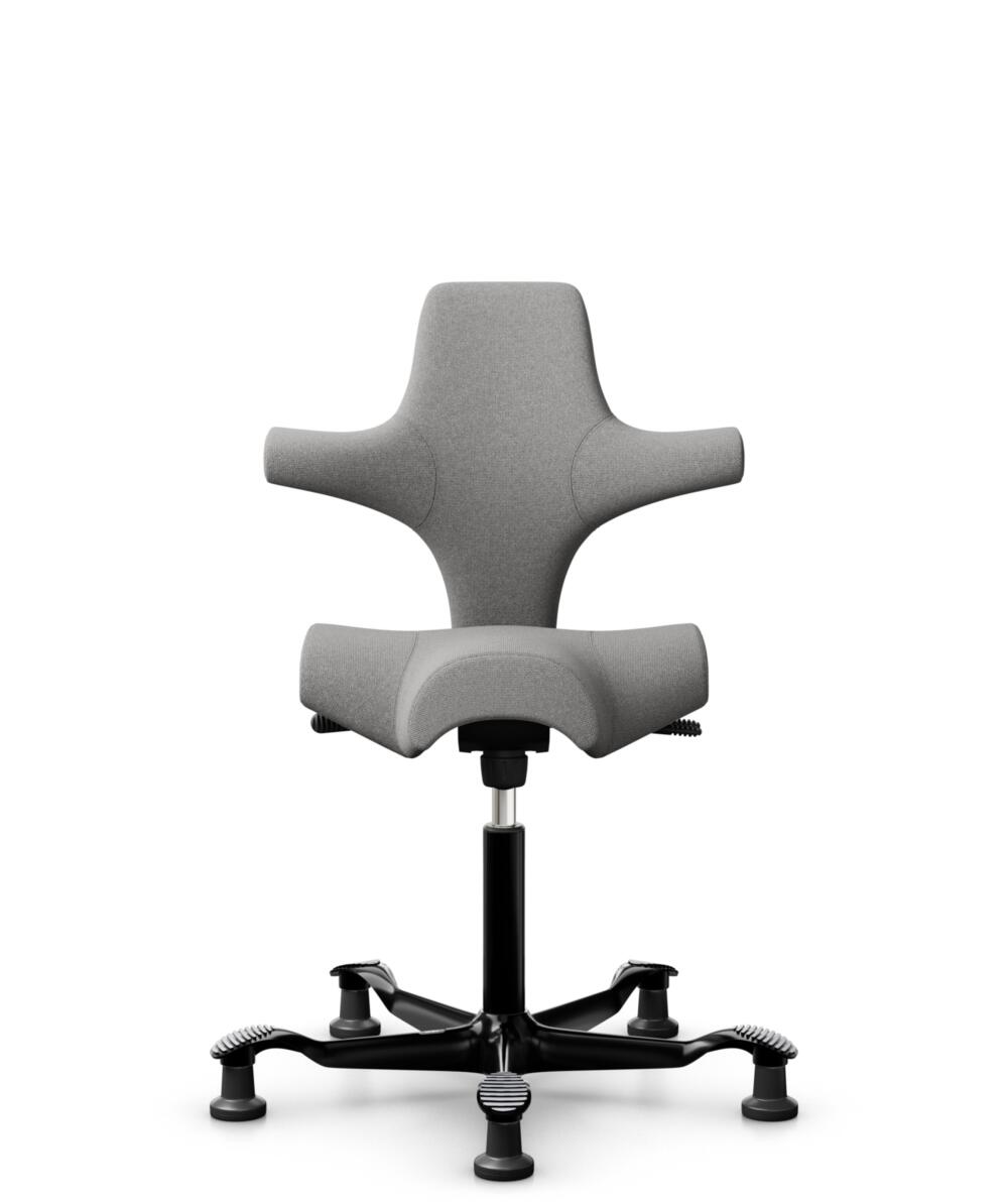 HÅG Capisco 8106 - Cura Loop (Gabriel) - Gerecycled Polyester - CLP60110 Light grey - Framekleur - Zwart - Gasveer - 150 mm (Zithoogte 40-55cm) - Vloercontact - Glijdoppen - Voetenring - Nee, geen voetenring - Voetster - Nee, voetster in framekleur - 1