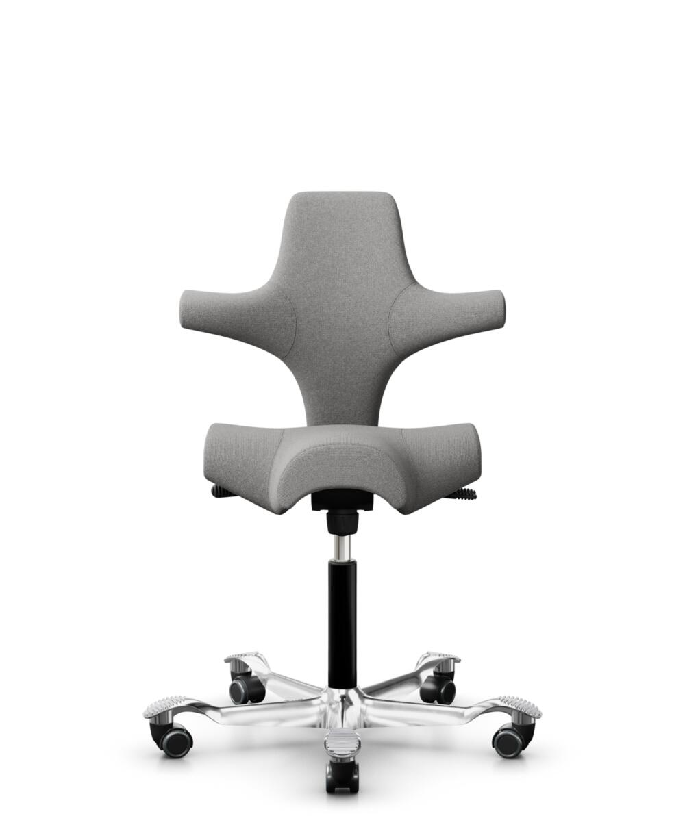 HÅG Capisco 8106 - Cura Loop (Gabriel) - Gerecycled Polyester - CLP60110 Light grey - Framekleur - Zwart - Gasveer - 200 mm (Zithoogte 46-64cm) - Vloercontact - Harde wielen t.b.v. zachte vloeren - Voetenring - Nee, geen voetenring - Voetster - Ja, voe... - 1