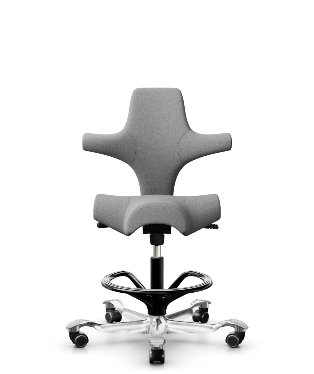 HÅG Capisco 8106 - Cura Loop (Gabriel) - Gerecycled Polyester - CLP60110 Light grey - Framekleur - Zwart - Gasveer - 200 mm (Zithoogte 46-64cm) - Vloercontact - Harde wielen t.b.v. zachte vloeren - Voetenring - Ja, in framekleur - Voetster - Ja, voetst... - 1