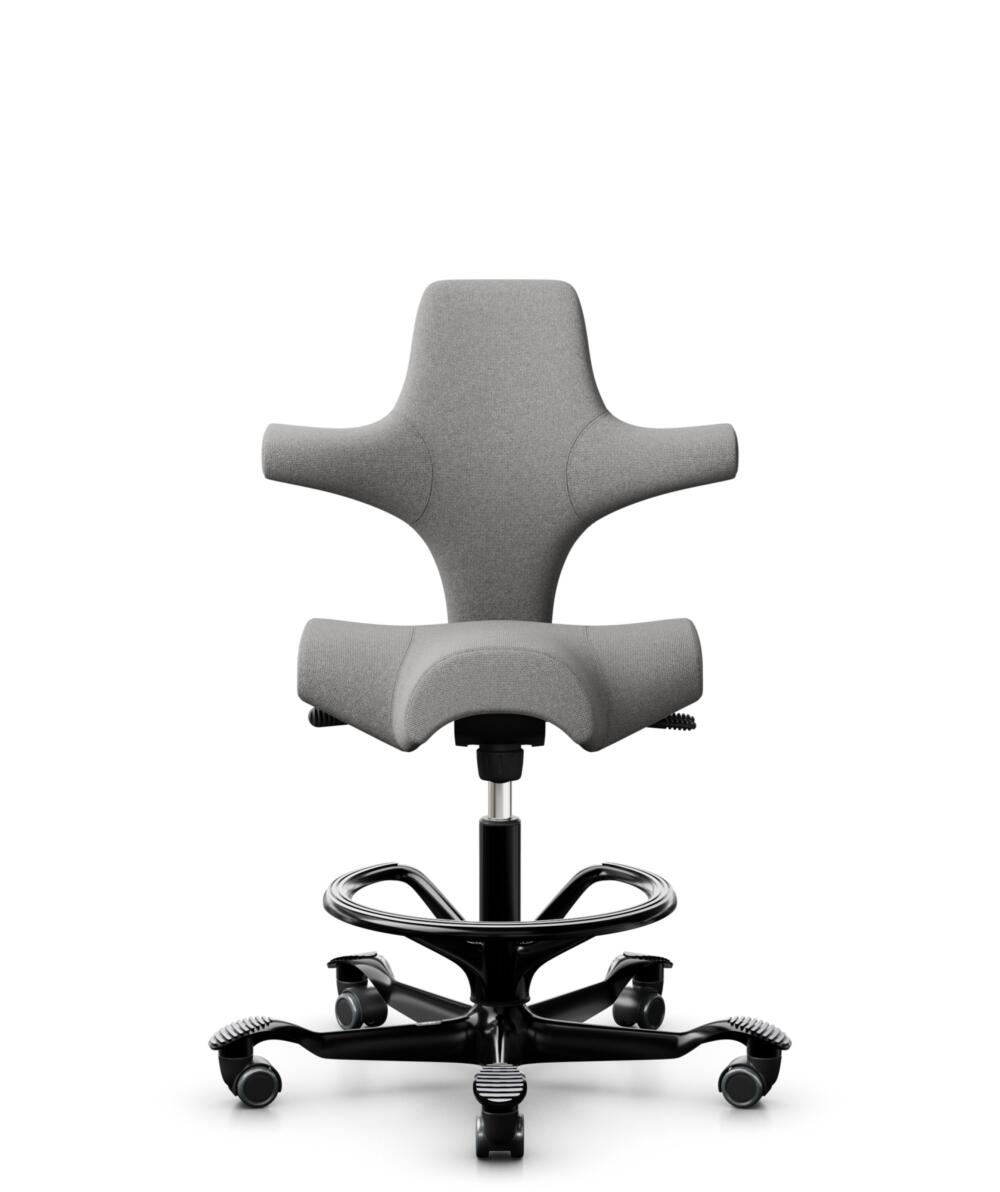 HÅG Capisco 8106 - Cura Loop (Gabriel) - Gerecycled Polyester - CLP60110 Light grey - Framekleur - Zwart - Gasveer - 200 mm (Zithoogte 46-64cm) - Vloercontact - Zachte wielen t.b.v. harde vloeren - Voetenring - Ja, in framekleur - Voetster - Nee, voets... - 1