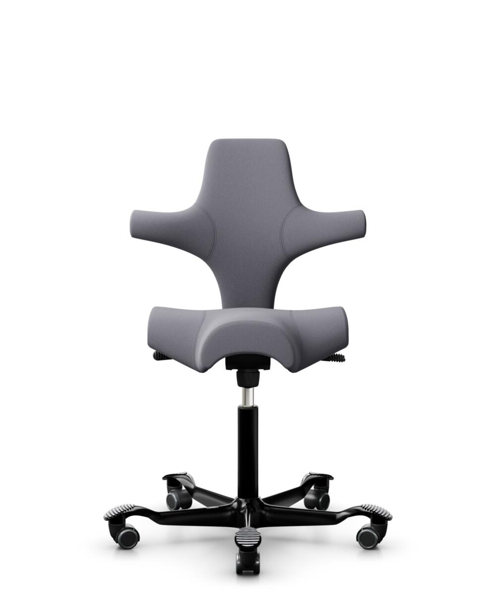HÅG Capisco 8106 - Xtreme (Camira) - Gerecycled Polyester - EXR081 - Grey - Framekleur - Zwart - Gasveer - 200 mm (Zithoogte 46-64cm) - Vloercontact - Harde wielen t.b.v. zachte vloeren - Voetenring - Nee, geen voetenring - Voetster - Nee, voetster in ... - 1