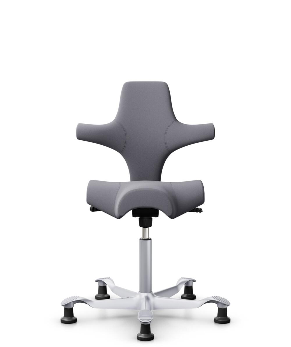 HÅG Capisco 8106 - Xtreme (Camira) - Gerecycled Polyester - EXR081 - Grey - Framekleur - Zilver - Gasveer - 265 mm (Zithoogte 53-79cm) - Vloercontact - Glijdoppen - Voetenring - Nee, geen voetenring - Voetster - Nee, voetster in framekleur - 1