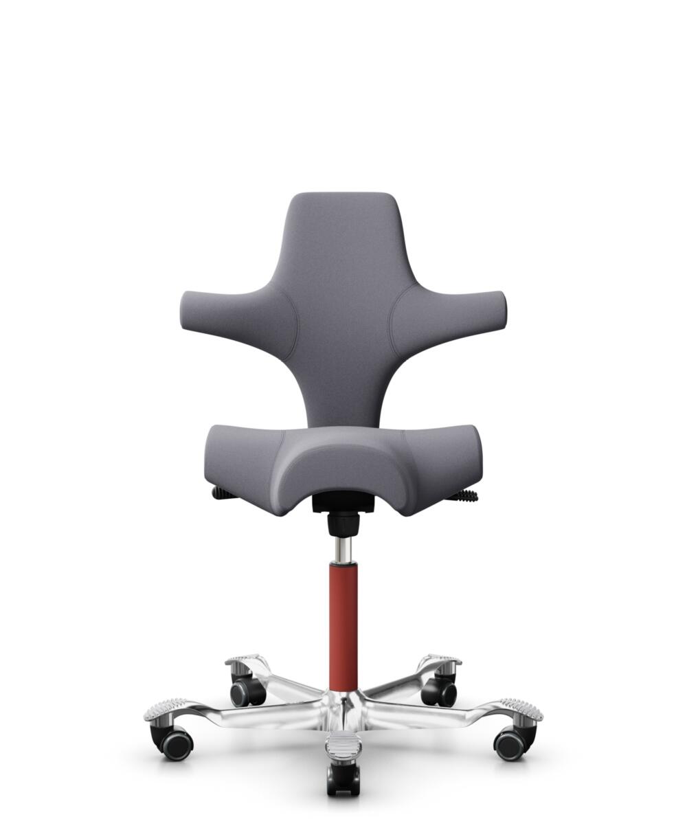 HÅG Capisco 8106 - Xtreme (Camira) - Gerecycled Polyester - EXR081 - Grey - Framekleur - Blush Rose - Gasveer - 200 mm (Zithoogte 46-64cm) - Vloercontact - Zachte wielen t.b.v. harde vloeren - Voetenring - Nee, geen voetenring - Voetster - Ja, voetster... - 1