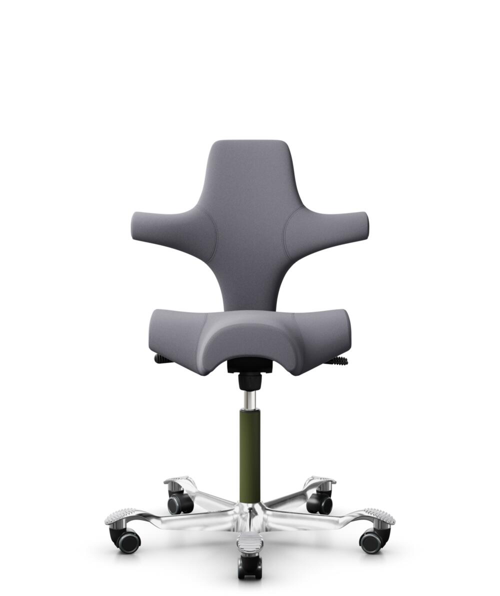 HÅG Capisco 8106 - Xtreme (Camira) - Gerecycled Polyester - EXR081 - Grey - Framekleur - Moss Grey - Gasveer - 200 mm (Zithoogte 46-64cm) - Vloercontact - Zachte wielen t.b.v. harde vloeren - Voetenring - Nee, geen voetenring - Voetster - Ja, voetster ... - 1