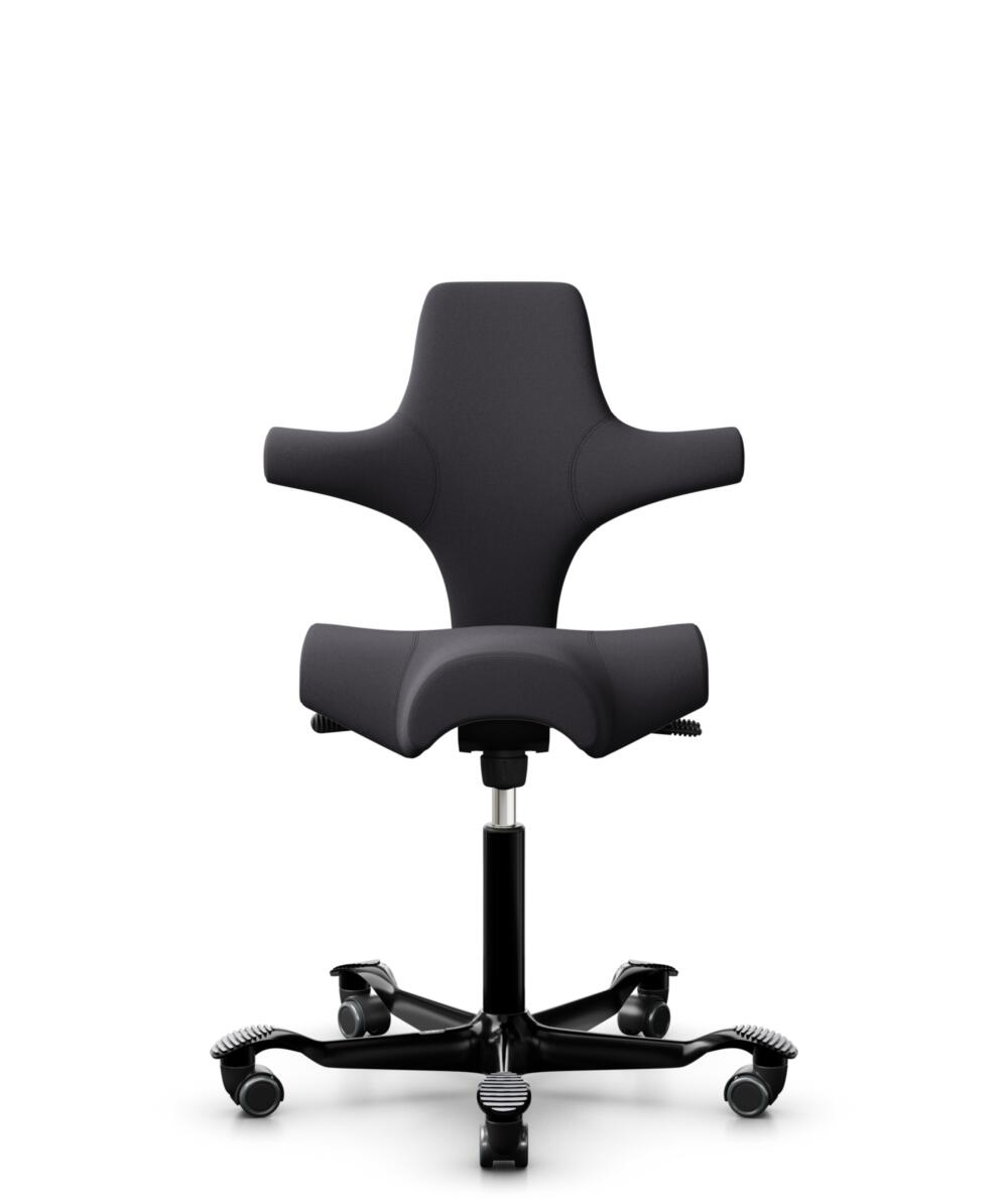 HÅG Capisco 8106 - Xtreme (Camira) - Gerecycled Polyester - EXR145 - Charcoal - Framekleur - Zwart - Gasveer - 200 mm (Zithoogte 46-64cm) - Vloercontact - Harde wielen t.b.v. zachte vloeren - Voetenring - Nee, geen voetenring - Voetster - Nee, voetster... - 1