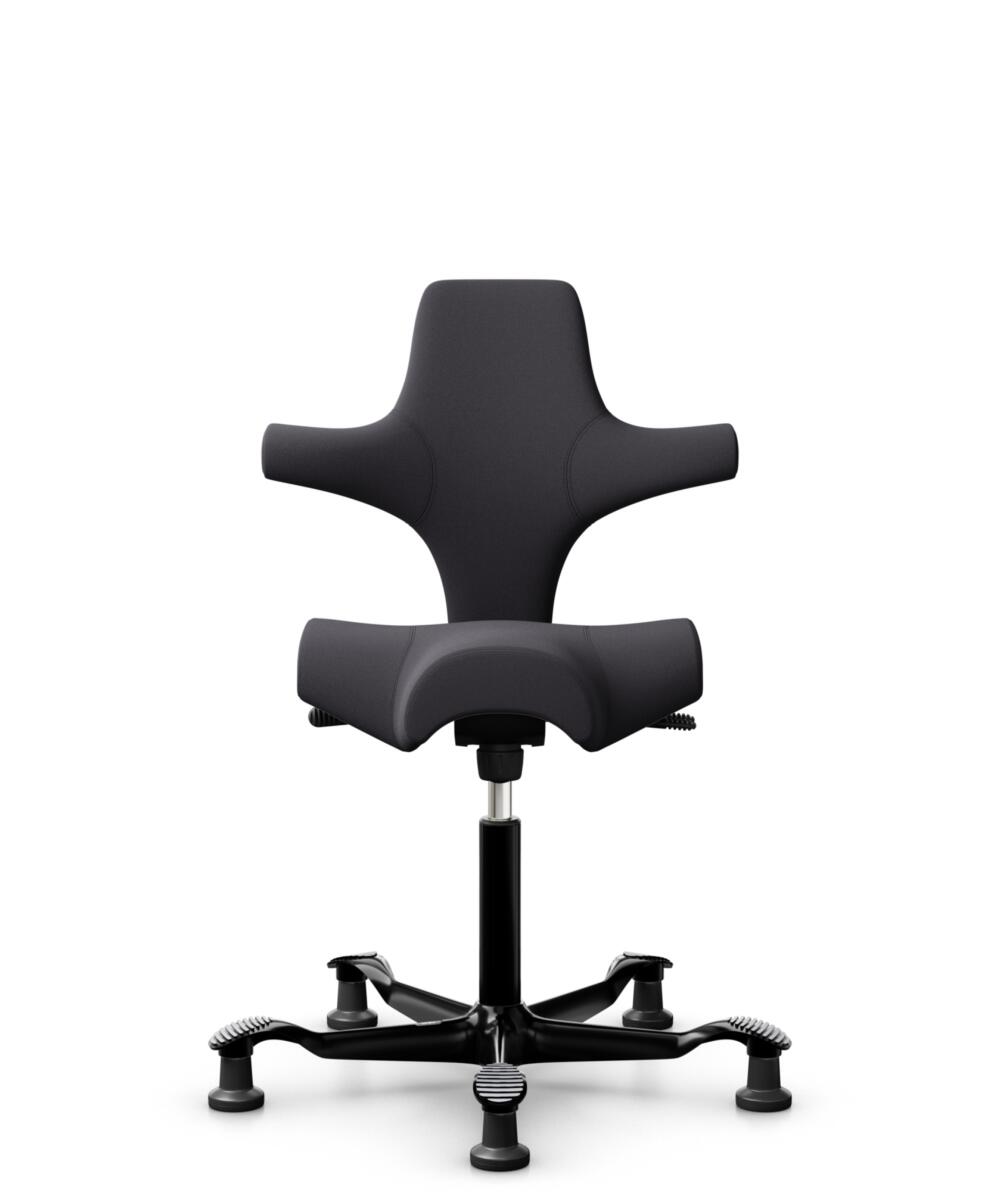 HÅG Capisco 8106 - Xtreme (Camira) - Gerecycled Polyester - EXR145 - Charcoal - Framekleur - Zwart - Gasveer - 200 mm (Zithoogte 46-64cm) - Vloercontact - Glijdoppen - Voetenring - Nee, geen voetenring - Voetster - Nee, voetster in framekleur - 1