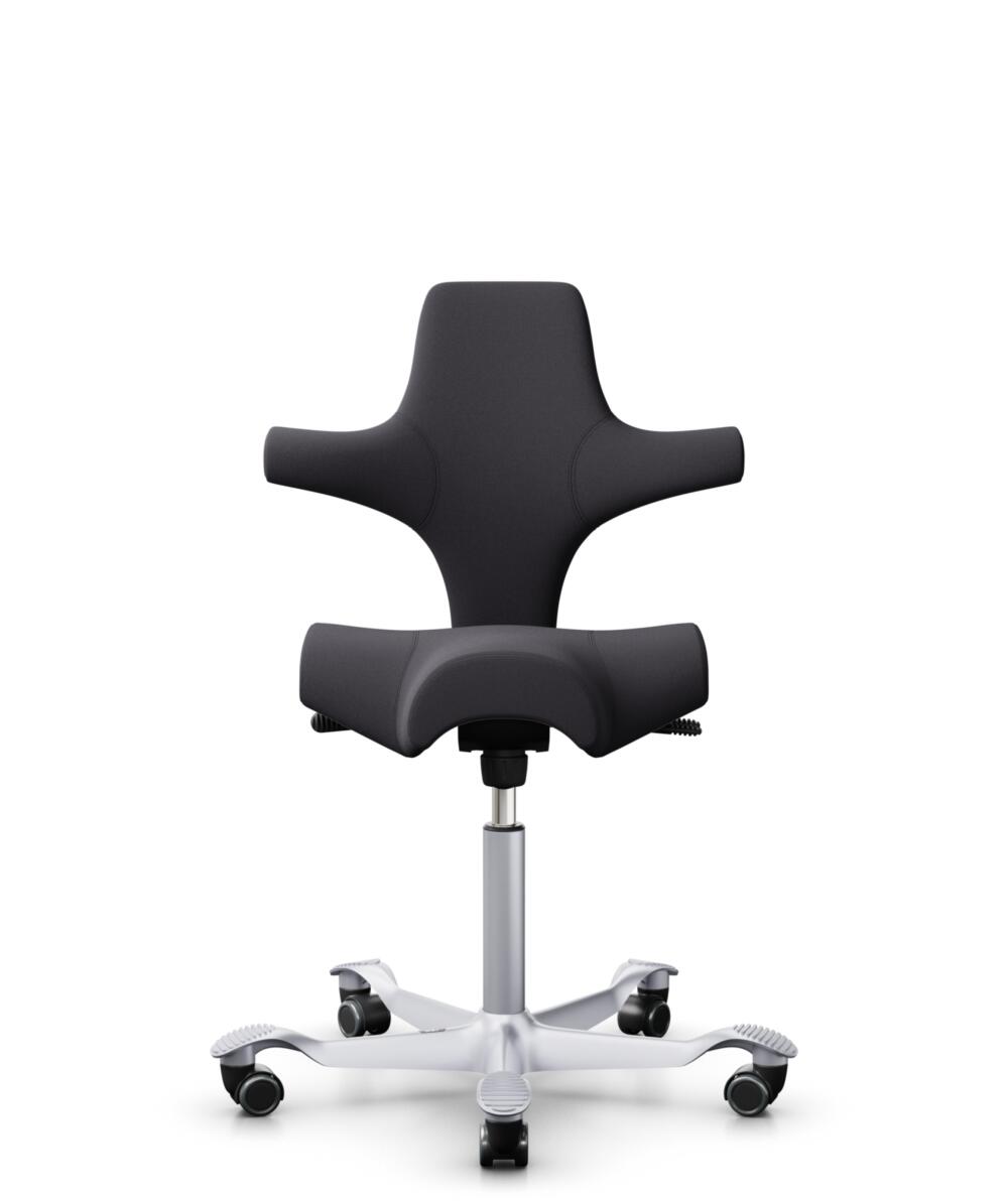 HÅG Capisco 8106 - Xtreme (Camira) - Gerecycled Polyester - EXR145 - Charcoal - Framekleur - Zilver - Gasveer - 150 mm (Zithoogte 40-55cm) - Vloercontact - Harde wielen t.b.v. zachte vloeren - Voetenring - Nee, geen voetenring - Voetster - Nee, voetste... - 1