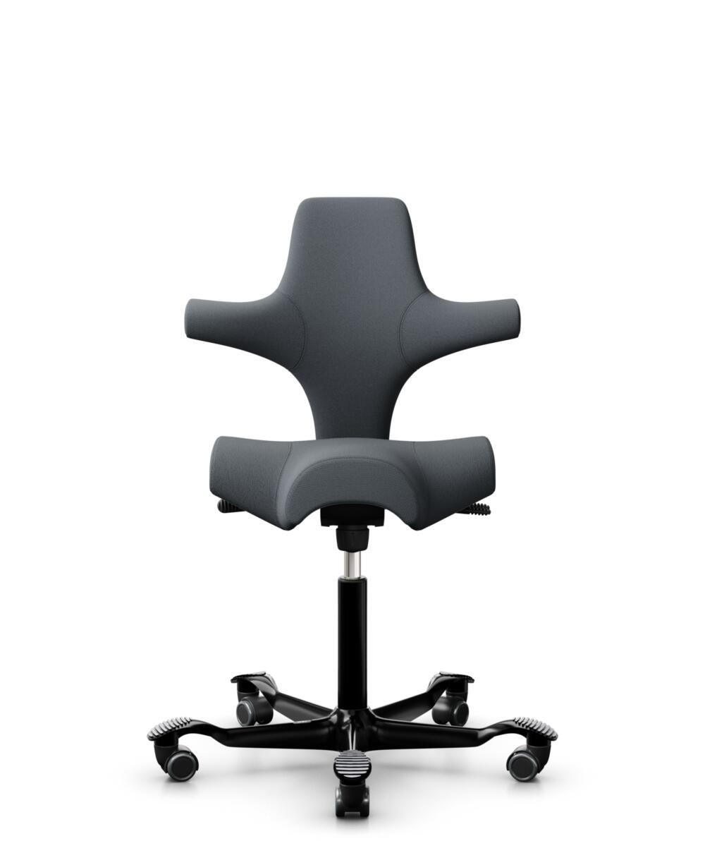 HÅG Capisco 8106 - Select (Gabriel) - Wol / Polyamide - SC60003 - Grey - Framekleur - Zwart - Gasveer - 150 mm (Zithoogte 40-55cm) - Vloercontact - Harde wielen t.b.v. zachte vloeren - Voetenring - Nee, geen voetenring - Voetster - Nee, voetster in fra... - 1