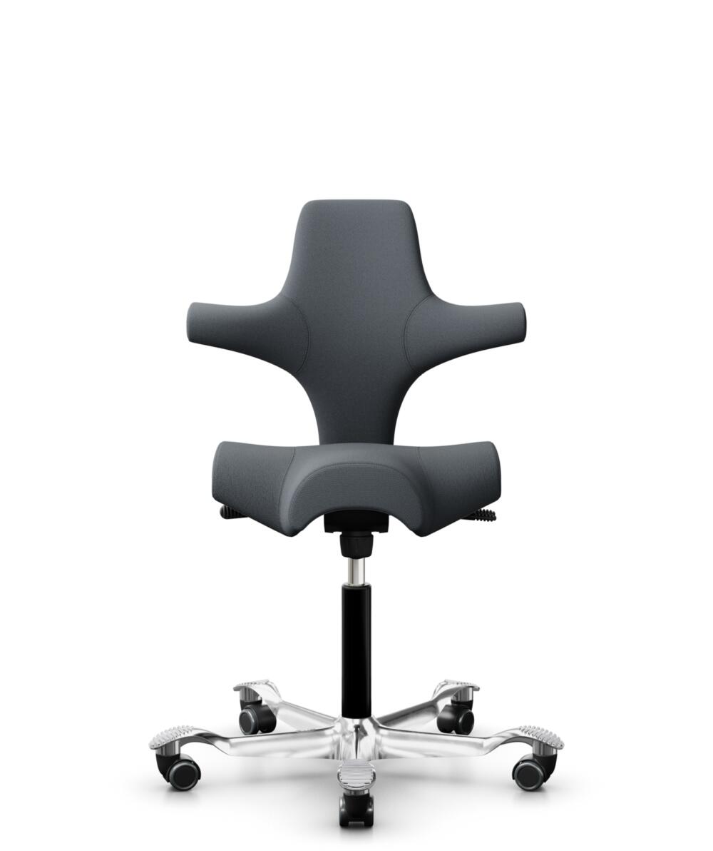 HÅG Capisco 8106 - Select (Gabriel) - Wol / Polyamide - SC60003 - Grey - Framekleur - Zwart - Gasveer - 150 mm (Zithoogte 40-55cm) - Vloercontact - Zachte wielen t.b.v. harde vloeren - Voetenring - Nee, geen voetenring - Voetster - Ja, voetster in gepo... - 1