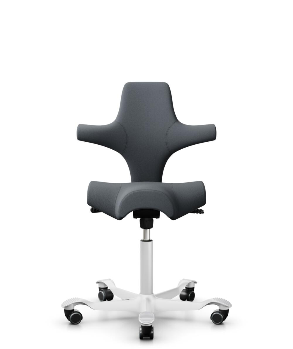HÅG Capisco 8106 - Select (Gabriel) - Wol / Polyamide - SC60003 - Grey - Framekleur - Wit - Gasveer - 200 mm (Zithoogte 46-64cm) - Vloercontact - Zachte wielen t.b.v. harde vloeren - Voetenring - Nee, geen voetenring - Voetster - Nee, voetster in frame... - 1