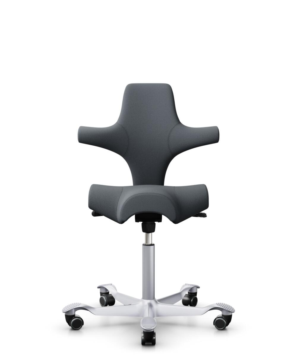HÅG Capisco 8106 - Select (Gabriel) - Wol / Polyamide - SC60003 - Grey - Framekleur - Zilver - Gasveer - 150 mm (Zithoogte 40-55cm) - Vloercontact - Harde wielen t.b.v. zachte vloeren - Voetenring - Nee, geen voetenring - Voetster - Nee, voetster in fr... - 1