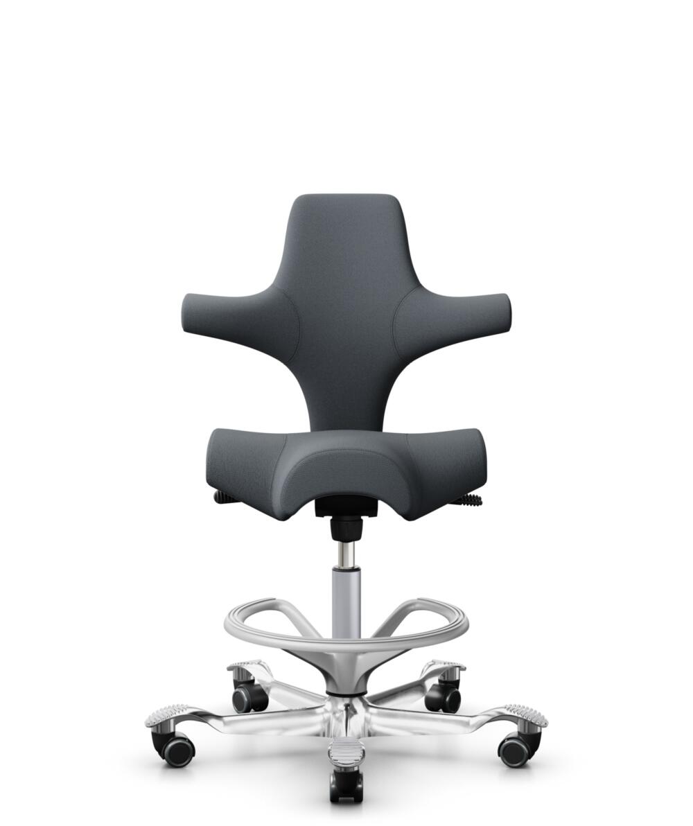 HÅG Capisco 8106 - Select (Gabriel) - Wol / Polyamide - SC60003 - Grey - Framekleur - Zilver - Gasveer - 200 mm (Zithoogte 46-64cm) - Vloercontact - Harde wielen t.b.v. zachte vloeren - Voetenring - Ja, in framekleur - Voetster - Ja, voetster in gepoli... - 1