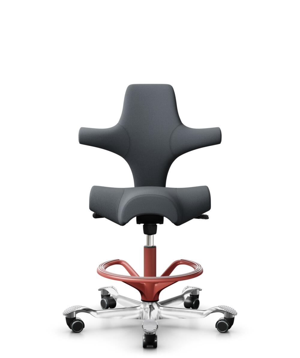 HÅG Capisco 8106 - Select (Gabriel) - Wol / Polyamide - SC60003 - Grey - Framekleur - Blush Rose - Gasveer - 265 mm (Zithoogte 53-79cm) - Vloercontact - Harde wielen t.b.v. zachte vloeren - Voetenring - Ja, in framekleur - Voetster - Ja, voetster in ge... - 1