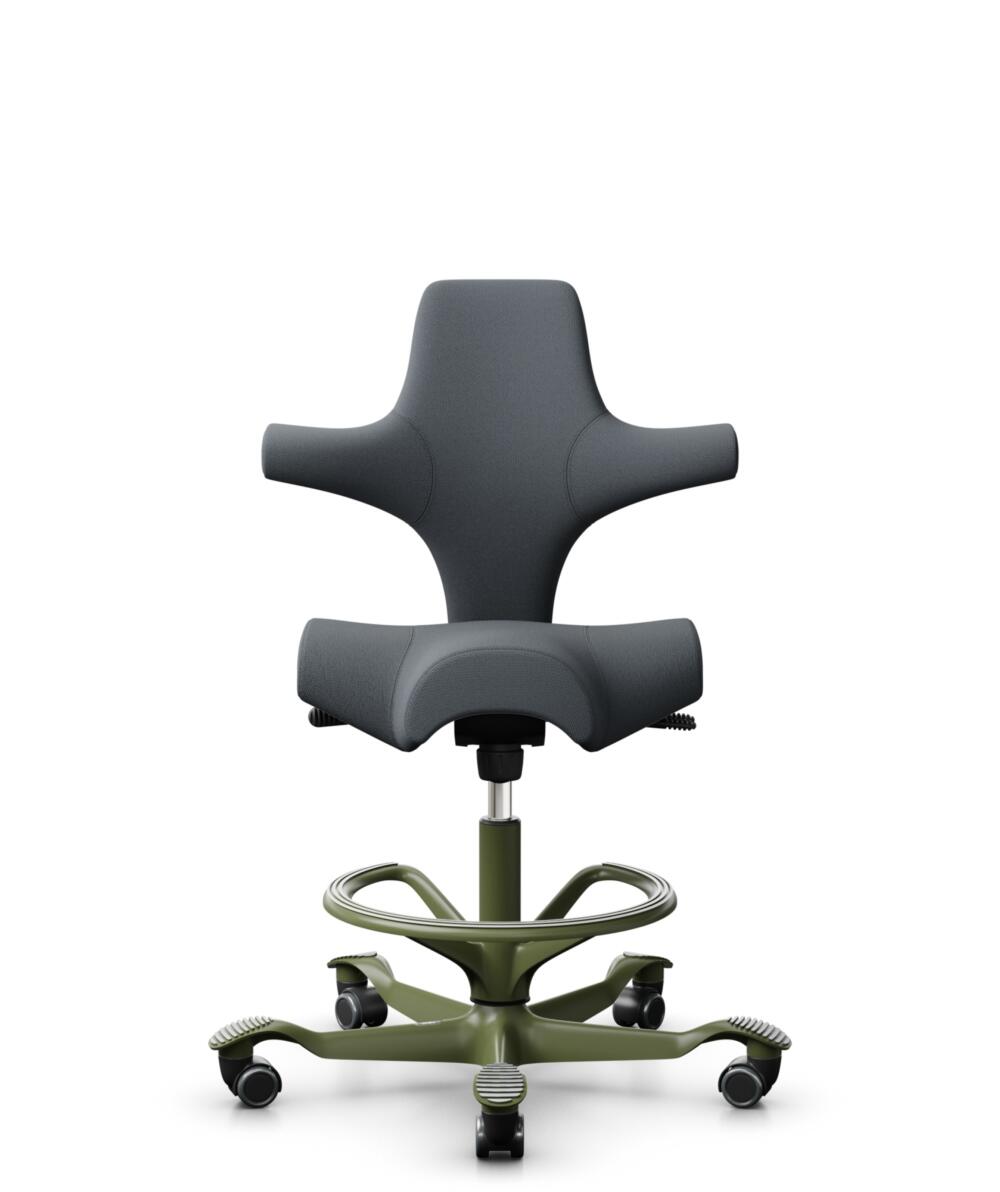 HÅG Capisco 8106 - Select (Gabriel) - Wol / Polyamide - SC60003 - Grey - Framekleur - Moss Grey - Gasveer - 200 mm (Zithoogte 46-64cm) - Vloercontact - Zachte wielen t.b.v. harde vloeren - Voetenring - Ja, in framekleur - Voetster - Nee, voetster in fr... - 1