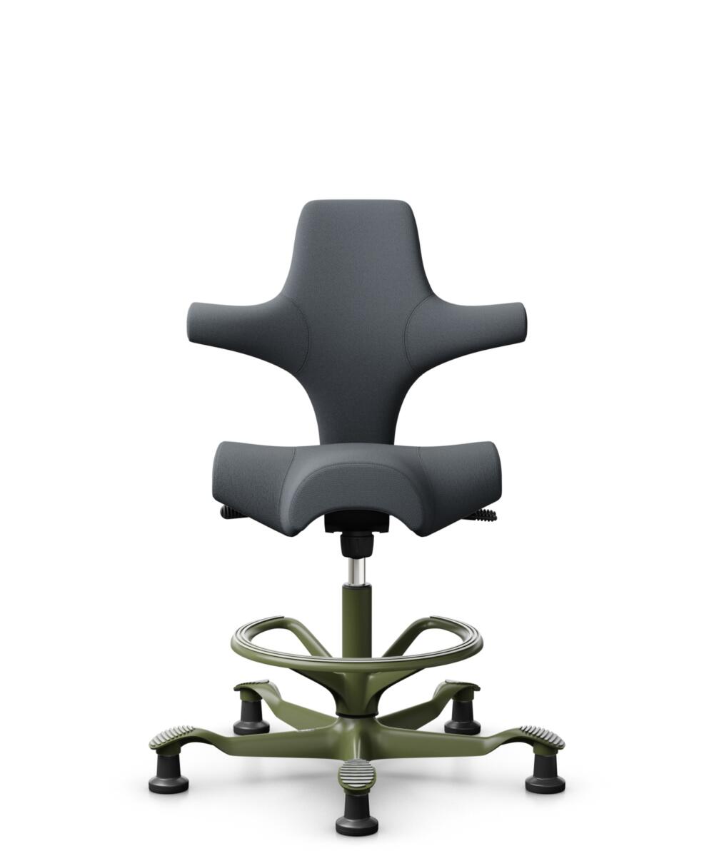 HÅG Capisco 8106 - Select (Gabriel) - Wol / Polyamide - SC60003 - Grey - Framekleur - Moss Grey - Gasveer - 200 mm (Zithoogte 46-64cm) - Vloercontact - Glijdoppen - Voetenring - Ja, in framekleur - Voetster - Nee, voetster in framekleur - 1