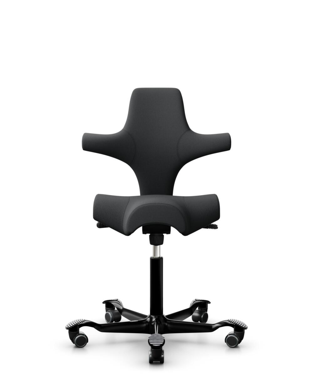 HÅG Capisco 8106 - Select (Gabriel) - Wol / Polyamide - SC60051 - Charcoal - Framekleur - Zwart - Gasveer - 200 mm (Zithoogte 46-64cm) - Vloercontact - Harde wielen t.b.v. zachte vloeren - Voetenring - Nee, geen voetenring - Voetster - Nee, voetster in... - 1
