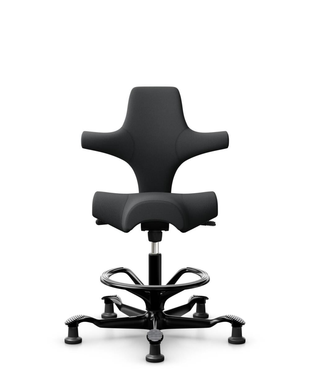 HÅG Capisco 8106 - Select (Gabriel) - Wol / Polyamide - SC60051 - Charcoal - Framekleur - Zwart - Gasveer - 265 mm (Zithoogte 53-79cm) - Vloercontact - Glijdoppen - Voetenring - Ja, in framekleur - Voetster - Nee, voetster in framekleur - 1