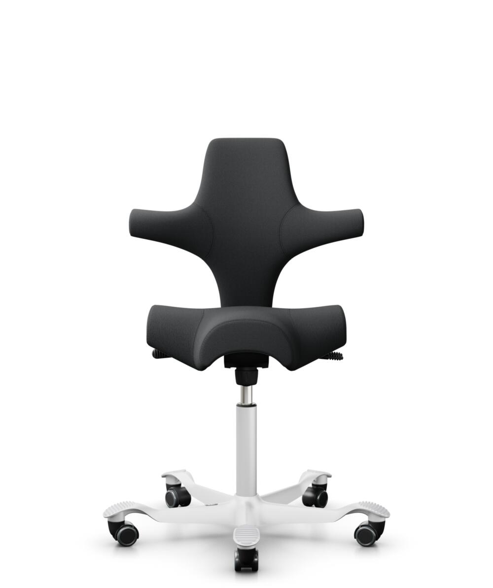HÅG Capisco 8106 - Select (Gabriel) - Wol / Polyamide - SC60051 - Charcoal - Framekleur - Wit - Gasveer - 200 mm (Zithoogte 46-64cm) - Vloercontact - Zachte wielen t.b.v. harde vloeren - Voetenring - Nee, geen voetenring - Voetster - Nee, voetster in f... - 1