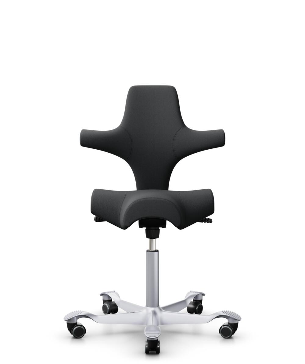 HÅG Capisco 8106 - Select (Gabriel) - Wol / Polyamide - SC60051 - Charcoal - Framekleur - Zilver - Gasveer - 150 mm (Zithoogte 40-55cm) - Vloercontact - Zachte wielen t.b.v. harde vloeren - Voetenring - Nee, geen voetenring - Voetster - Nee, voetster i... - 1